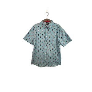 Fifth Sun Button Up Shirt Men’s Medium Red White Blue Popsicle Short Sleeve